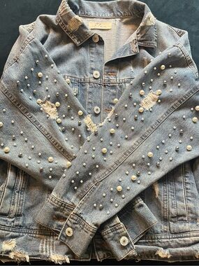 Elan Over-Sized Embellished Denim Jacket